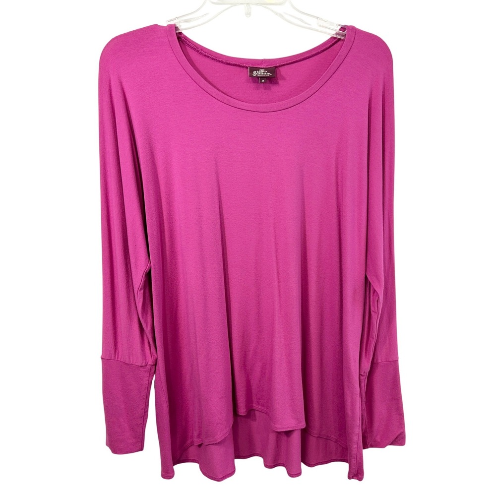 Salaam Medium Tunic Top Hot Pink Boho Maximalism Solid Layering Capusule 1139
